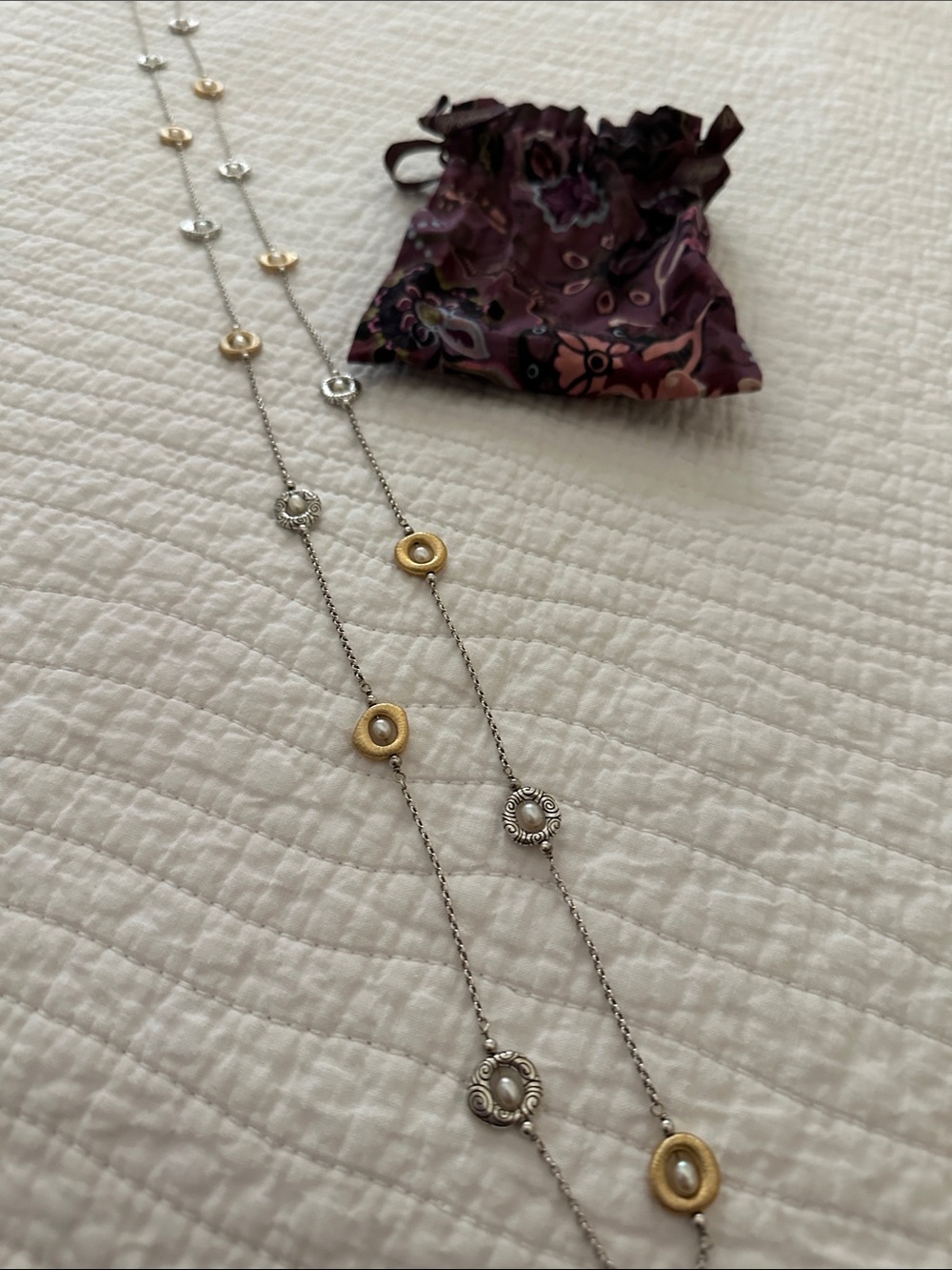Brighton Two-Tone Station Necklace - Gold & Silver Discs